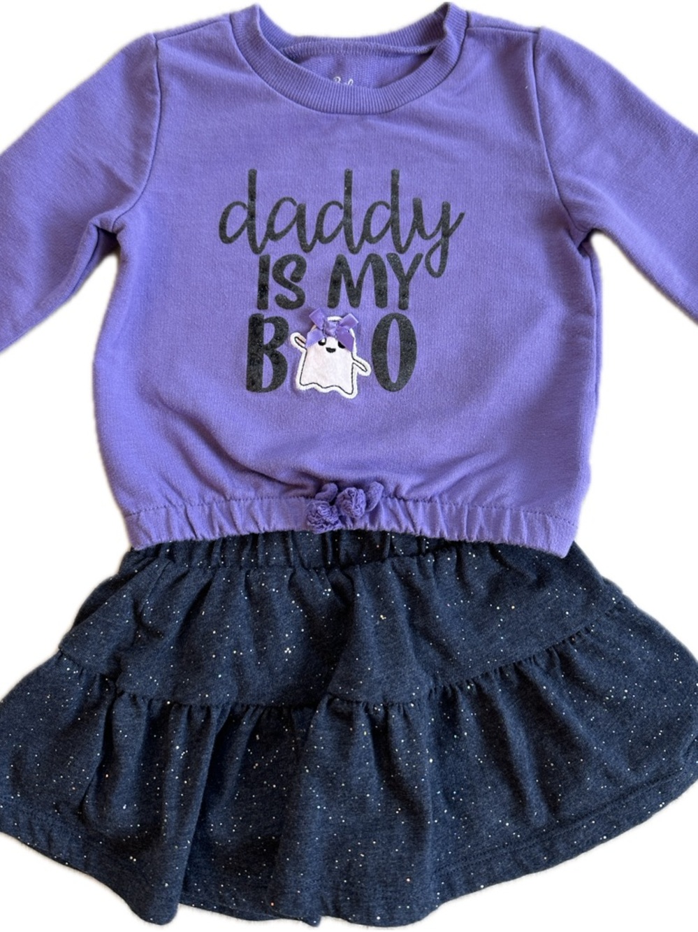 Purple Halloween skirt and top set - “daddy is my boo”